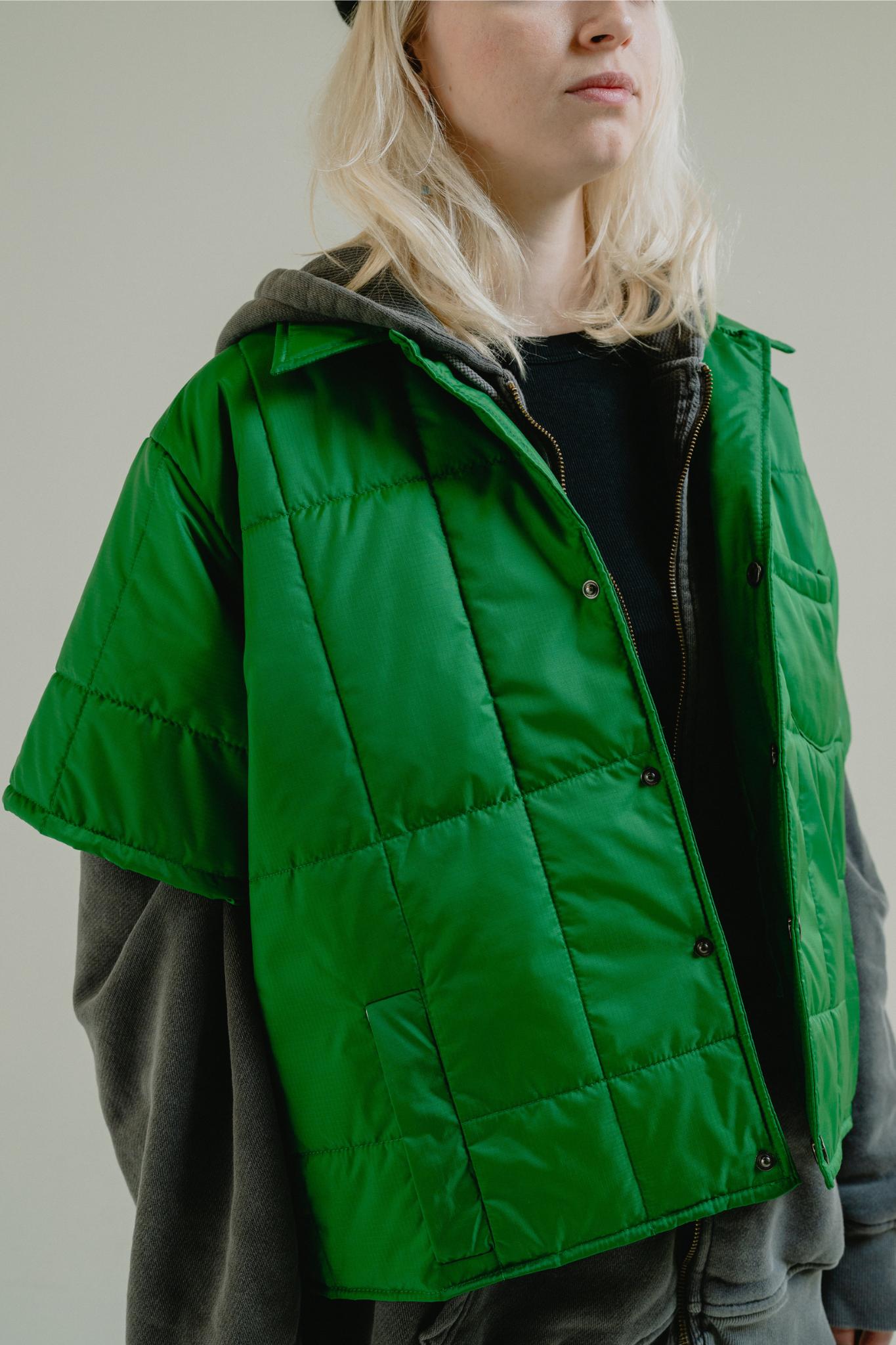 PEEK-A-BOO SHORT SLEEVE PUFFER JACKET